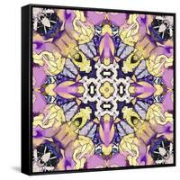 Art Nouveau Geometric Ornamental Vintage Pattern in Lilac, Violet, Black, White and Yellow Colors-Irina QQQ-Framed Stretched Canvas