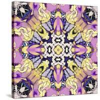 Art Nouveau Geometric Ornamental Vintage Pattern in Lilac, Violet, Black, White and Yellow Colors-Irina QQQ-Stretched Canvas