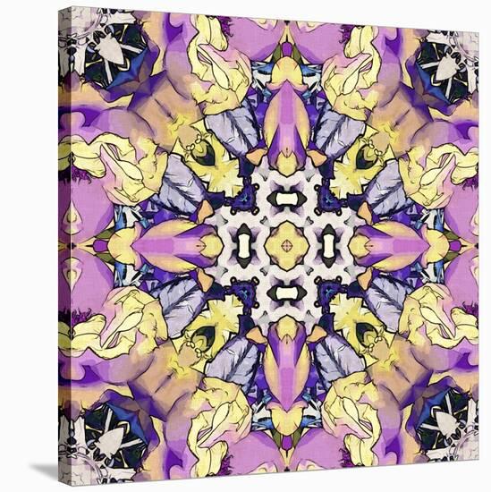 Art Nouveau Geometric Ornamental Vintage Pattern in Lilac, Violet, Black, White and Yellow Colors-Irina QQQ-Stretched Canvas