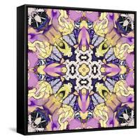 Art Nouveau Geometric Ornamental Vintage Pattern in Lilac, Violet, Black, White and Yellow Colors-Irina QQQ-Framed Stretched Canvas