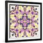 Art Nouveau Geometric Ornamental Vintage Pattern in Lilac, Violet, Black, White and Yellow Colors-Irina QQQ-Framed Art Print