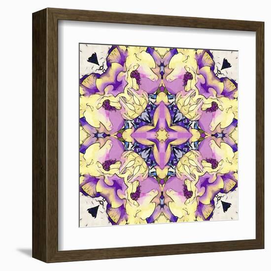 Art Nouveau Geometric Ornamental Vintage Pattern in Lilac, Violet, Black, White and Yellow Colors-Irina QQQ-Framed Art Print