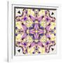 Art Nouveau Geometric Ornamental Vintage Pattern in Lilac, Violet, Black, White and Yellow Colors-Irina QQQ-Framed Art Print