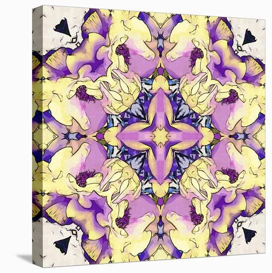 Art Nouveau Geometric Ornamental Vintage Pattern in Lilac, Violet, Black, White and Yellow Colors-Irina QQQ-Stretched Canvas