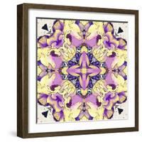 Art Nouveau Geometric Ornamental Vintage Pattern in Lilac, Violet, Black, White and Yellow Colors-Irina QQQ-Framed Art Print