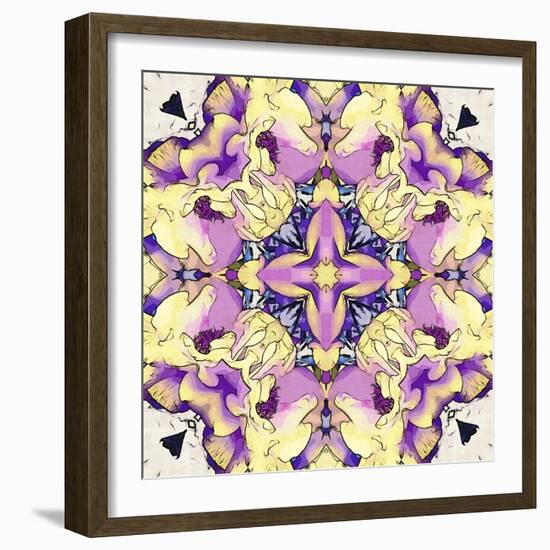 Art Nouveau Geometric Ornamental Vintage Pattern in Lilac, Violet, Black, White and Yellow Colors-Irina QQQ-Framed Art Print