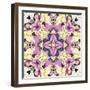 Art Nouveau Geometric Ornamental Vintage Pattern in Lilac, Violet, Black, White and Yellow Colors-Irina QQQ-Framed Art Print