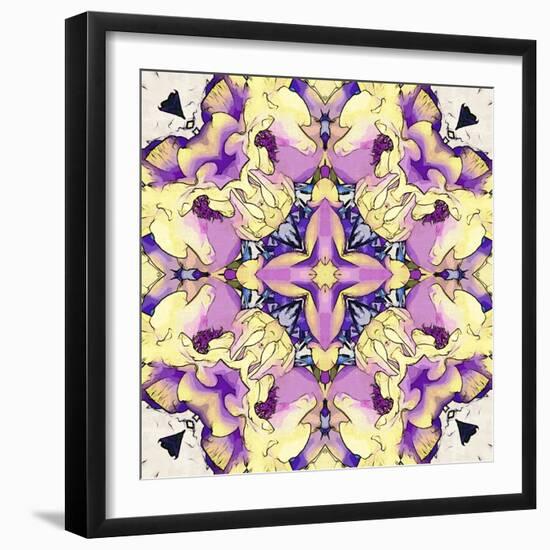 Art Nouveau Geometric Ornamental Vintage Pattern in Lilac, Violet, Black, White and Yellow Colors-Irina QQQ-Framed Art Print