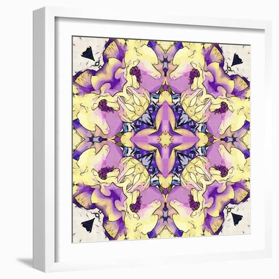 Art Nouveau Geometric Ornamental Vintage Pattern in Lilac, Violet, Black, White and Yellow Colors-Irina QQQ-Framed Art Print