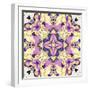 Art Nouveau Geometric Ornamental Vintage Pattern in Lilac, Violet, Black, White and Yellow Colors-Irina QQQ-Framed Art Print