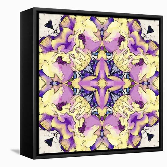 Art Nouveau Geometric Ornamental Vintage Pattern in Lilac, Violet, Black, White and Yellow Colors-Irina QQQ-Framed Stretched Canvas