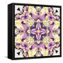 Art Nouveau Geometric Ornamental Vintage Pattern in Lilac, Violet, Black, White and Yellow Colors-Irina QQQ-Framed Stretched Canvas