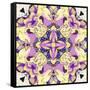 Art Nouveau Geometric Ornamental Vintage Pattern in Lilac, Violet, Black, White and Yellow Colors-Irina QQQ-Framed Stretched Canvas