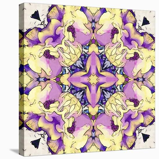 Art Nouveau Geometric Ornamental Vintage Pattern in Lilac, Violet, Black, White and Yellow Colors-Irina QQQ-Stretched Canvas