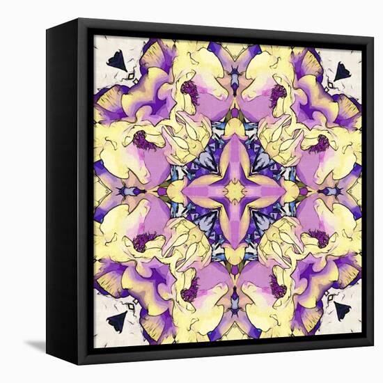 Art Nouveau Geometric Ornamental Vintage Pattern in Lilac, Violet, Black, White and Yellow Colors-Irina QQQ-Framed Stretched Canvas