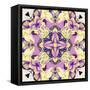 Art Nouveau Geometric Ornamental Vintage Pattern in Lilac, Violet, Black, White and Yellow Colors-Irina QQQ-Framed Stretched Canvas