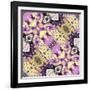 Art Nouveau Geometric Ornamental Vintage Pattern in Lilac, Violet, Black, White and Yellow Colors-Irina QQQ-Framed Art Print