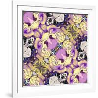 Art Nouveau Geometric Ornamental Vintage Pattern in Lilac, Violet, Black, White and Yellow Colors-Irina QQQ-Framed Art Print