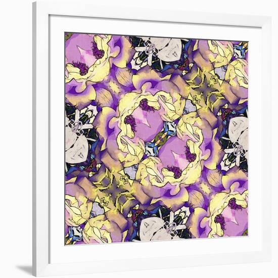 Art Nouveau Geometric Ornamental Vintage Pattern in Lilac, Violet, Black, White and Yellow Colors-Irina QQQ-Framed Art Print