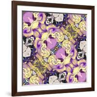 Art Nouveau Geometric Ornamental Vintage Pattern in Lilac, Violet, Black, White and Yellow Colors-Irina QQQ-Framed Art Print