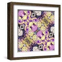 Art Nouveau Geometric Ornamental Vintage Pattern in Lilac, Violet, Black, White and Yellow Colors-Irina QQQ-Framed Art Print