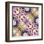 Art Nouveau Geometric Ornamental Vintage Pattern in Lilac, Violet, Black, White and Yellow Colors-Irina QQQ-Framed Art Print