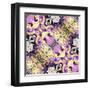 Art Nouveau Geometric Ornamental Vintage Pattern in Lilac, Violet, Black, White and Yellow Colors-Irina QQQ-Framed Art Print