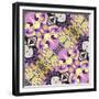 Art Nouveau Geometric Ornamental Vintage Pattern in Lilac, Violet, Black, White and Yellow Colors-Irina QQQ-Framed Premium Giclee Print