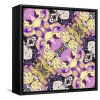 Art Nouveau Geometric Ornamental Vintage Pattern in Lilac, Violet, Black, White and Yellow Colors-Irina QQQ-Framed Stretched Canvas