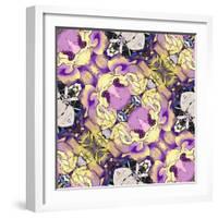 Art Nouveau Geometric Ornamental Vintage Pattern in Lilac, Violet, Black, White and Yellow Colors-Irina QQQ-Framed Art Print