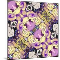 Art Nouveau Geometric Ornamental Vintage Pattern in Lilac, Violet, Black, White and Yellow Colors-Irina QQQ-Mounted Art Print