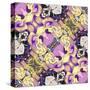 Art Nouveau Geometric Ornamental Vintage Pattern in Lilac, Violet, Black, White and Yellow Colors-Irina QQQ-Stretched Canvas