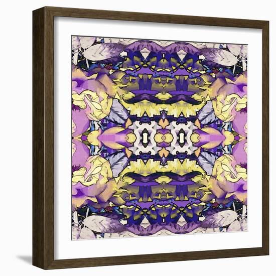 Art Nouveau Geometric Ornamental Vintage Pattern in Lilac, Violet, Black, White and Yellow Colors-Irina QQQ-Framed Art Print