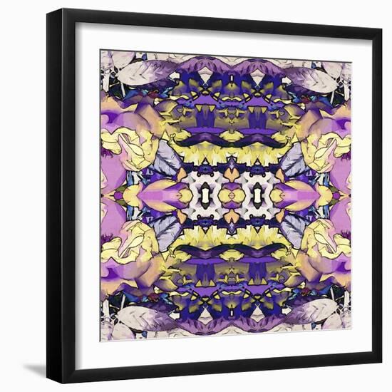 Art Nouveau Geometric Ornamental Vintage Pattern in Lilac, Violet, Black, White and Yellow Colors-Irina QQQ-Framed Art Print