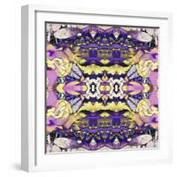 Art Nouveau Geometric Ornamental Vintage Pattern in Lilac, Violet, Black, White and Yellow Colors-Irina QQQ-Framed Art Print