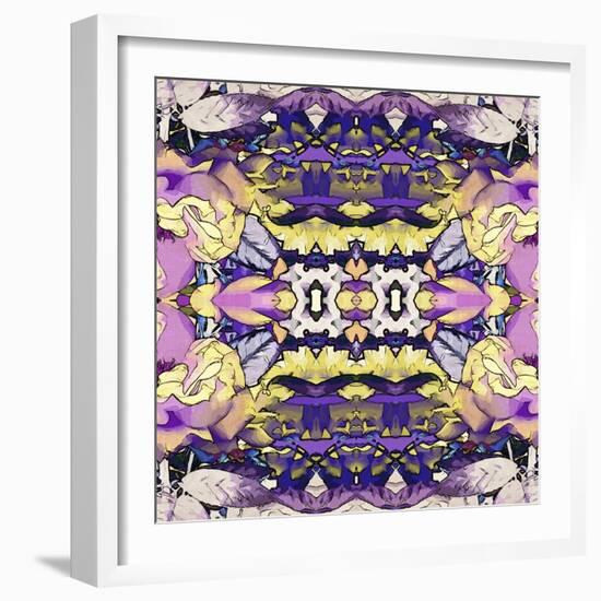 Art Nouveau Geometric Ornamental Vintage Pattern in Lilac, Violet, Black, White and Yellow Colors-Irina QQQ-Framed Art Print