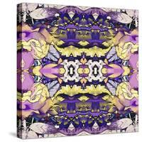 Art Nouveau Geometric Ornamental Vintage Pattern in Lilac, Violet, Black, White and Yellow Colors-Irina QQQ-Stretched Canvas