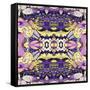 Art Nouveau Geometric Ornamental Vintage Pattern in Lilac, Violet, Black, White and Yellow Colors-Irina QQQ-Framed Stretched Canvas