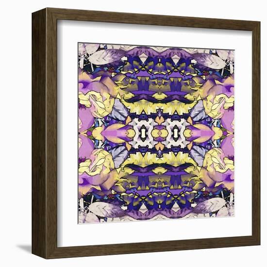 Art Nouveau Geometric Ornamental Vintage Pattern in Lilac, Violet, Black, White and Yellow Colors-Irina QQQ-Framed Art Print