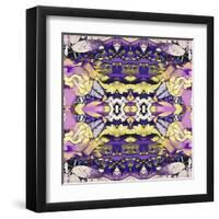 Art Nouveau Geometric Ornamental Vintage Pattern in Lilac, Violet, Black, White and Yellow Colors-Irina QQQ-Framed Art Print