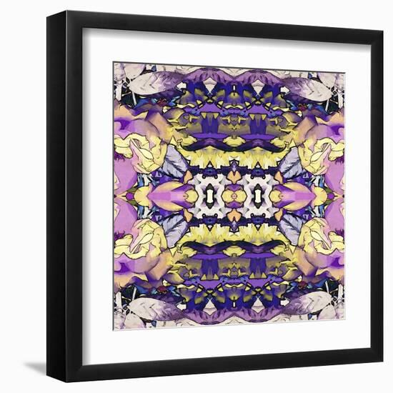 Art Nouveau Geometric Ornamental Vintage Pattern in Lilac, Violet, Black, White and Yellow Colors-Irina QQQ-Framed Art Print