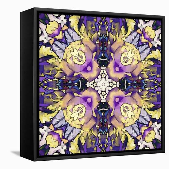 Art Nouveau Geometric Ornamental Vintage Pattern in Lilac, Violet, Black, White and Yellow Colors-Irina QQQ-Framed Stretched Canvas