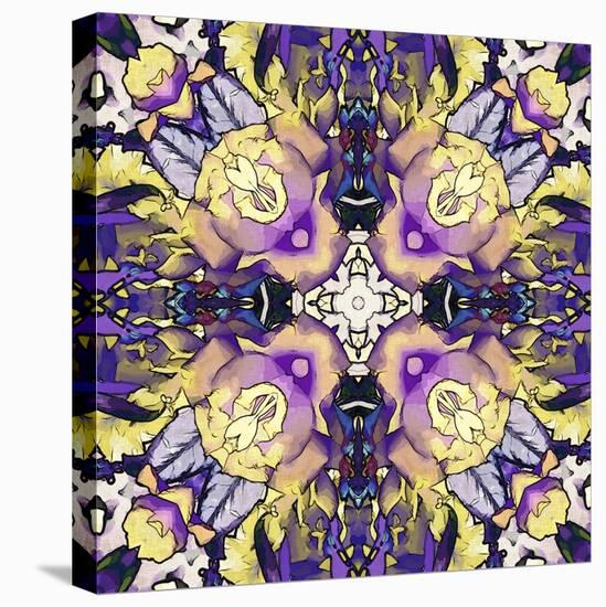 Art Nouveau Geometric Ornamental Vintage Pattern in Lilac, Violet, Black, White and Yellow Colors-Irina QQQ-Stretched Canvas