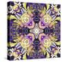 Art Nouveau Geometric Ornamental Vintage Pattern in Lilac, Violet, Black, White and Yellow Colors-Irina QQQ-Stretched Canvas