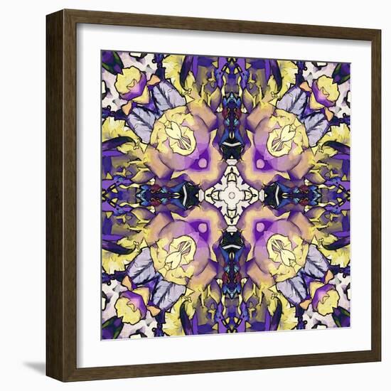 Art Nouveau Geometric Ornamental Vintage Pattern in Lilac, Violet, Black, White and Yellow Colors-Irina QQQ-Framed Art Print