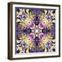 Art Nouveau Geometric Ornamental Vintage Pattern in Lilac, Violet, Black, White and Yellow Colors-Irina QQQ-Framed Art Print