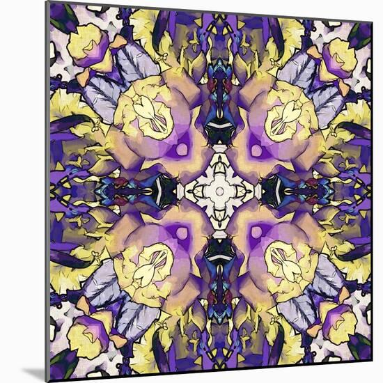 Art Nouveau Geometric Ornamental Vintage Pattern in Lilac, Violet, Black, White and Yellow Colors-Irina QQQ-Mounted Art Print