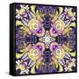 Art Nouveau Geometric Ornamental Vintage Pattern in Lilac, Violet, Black, White and Yellow Colors-Irina QQQ-Framed Stretched Canvas