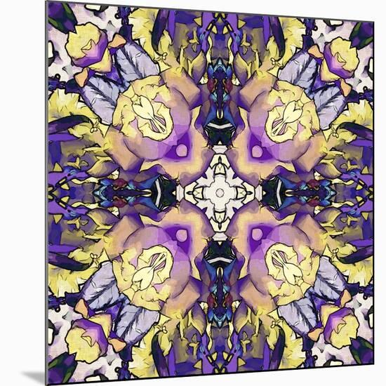 Art Nouveau Geometric Ornamental Vintage Pattern in Lilac, Violet, Black, White and Yellow Colors-Irina QQQ-Mounted Art Print