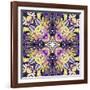 Art Nouveau Geometric Ornamental Vintage Pattern in Lilac, Violet, Black, White and Yellow Colors-Irina QQQ-Framed Art Print